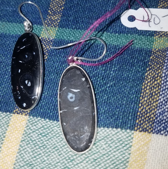 NEW PLUME AGATE IN STERLING SILVER EARRINGS - Picture 2 of 6